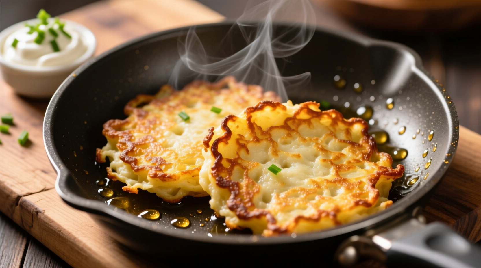 Golden brown potato pancakes made from instant potatoes