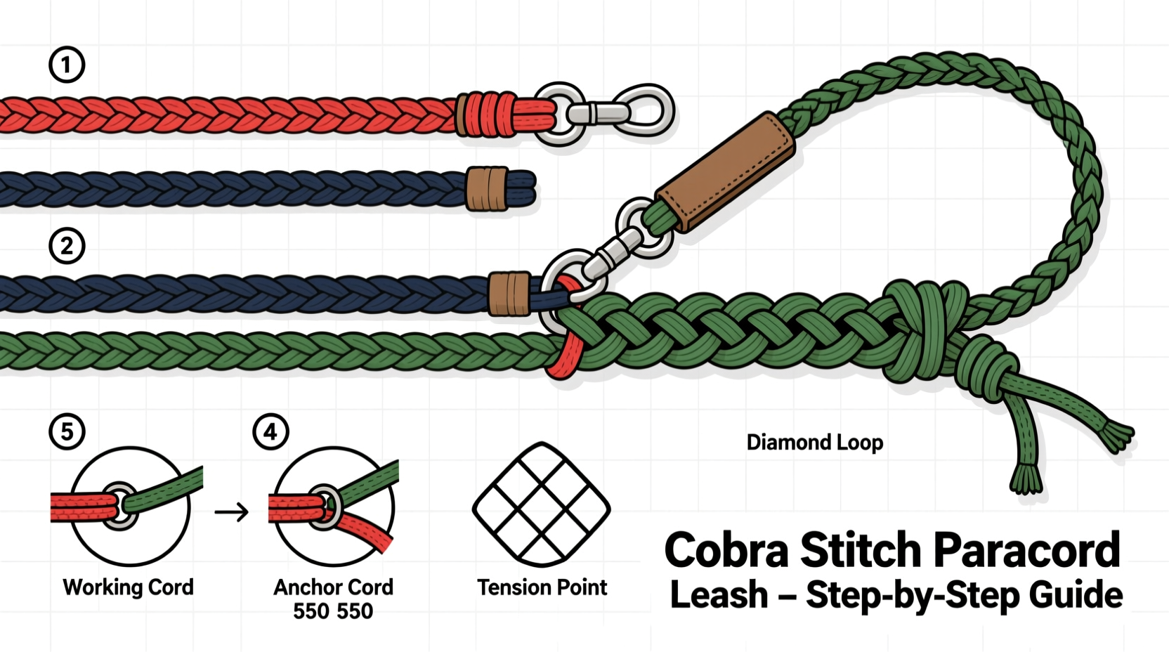 crafting a durable paracord dog leash a step by step guide using the cobra stitch