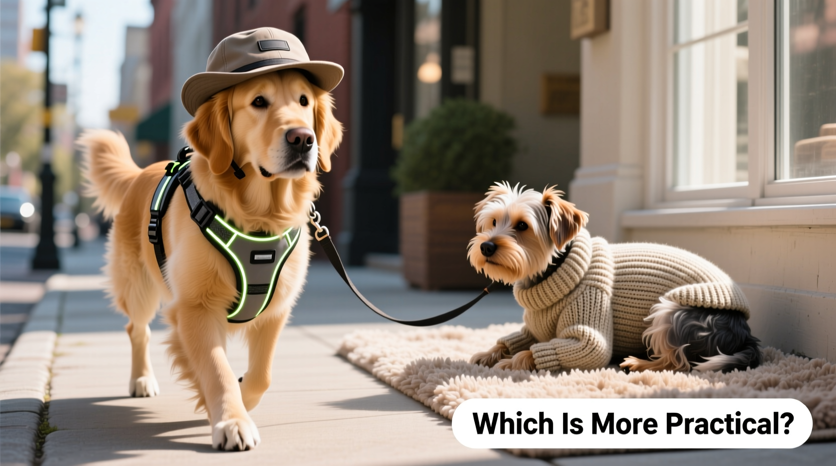 dog harness with a hat vs dog sweater which one is actually more practical