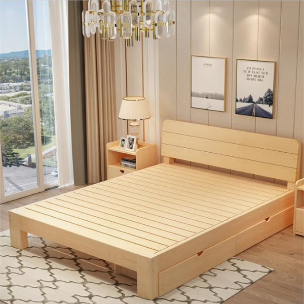 Direct sale modern wood bed bedroom furniture double bed storage bed
