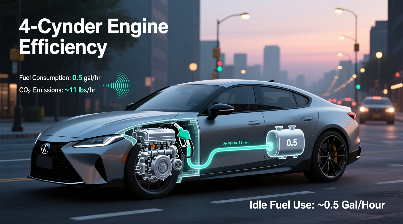 how much gas does a 4 cylinder car use idling