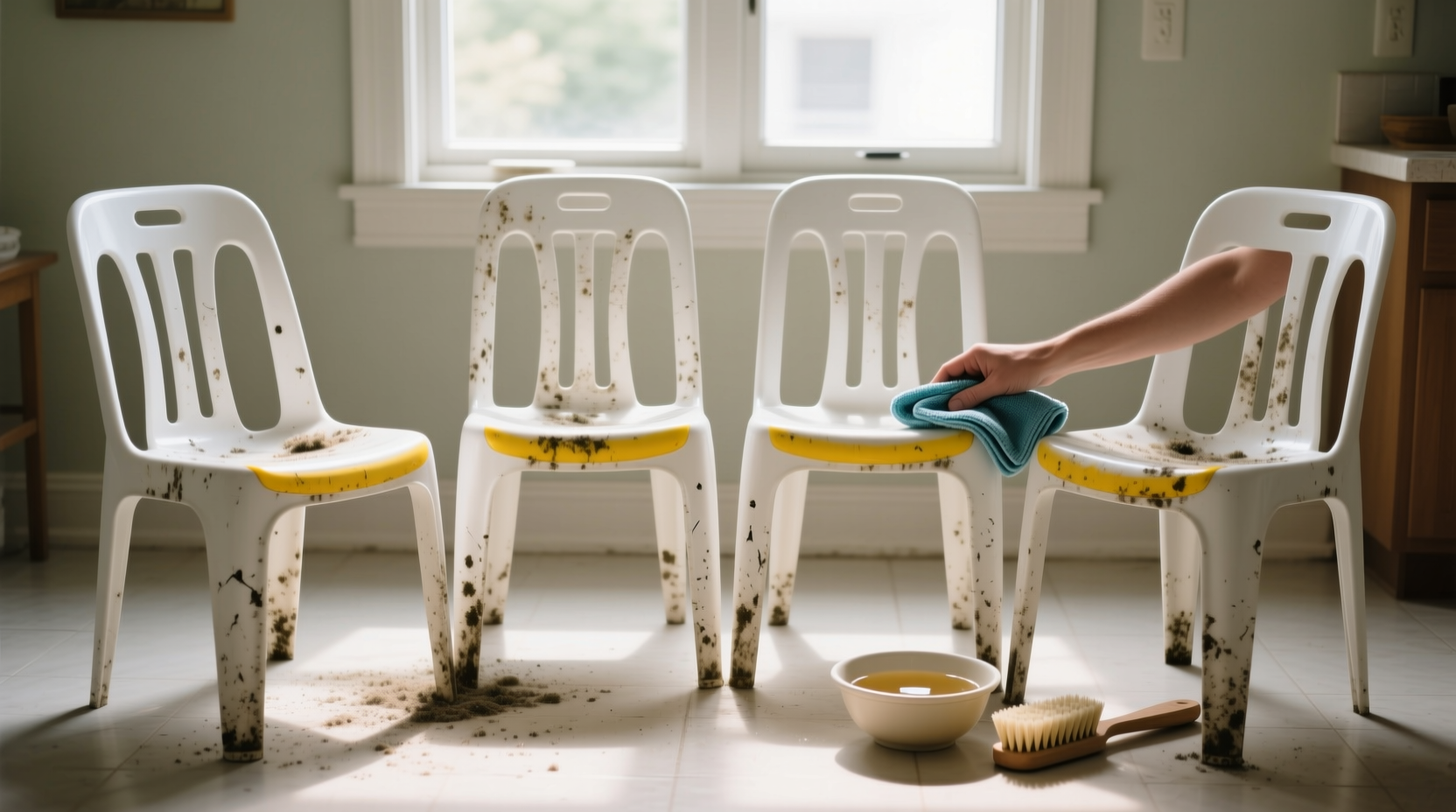 how to clean white plastic chairs