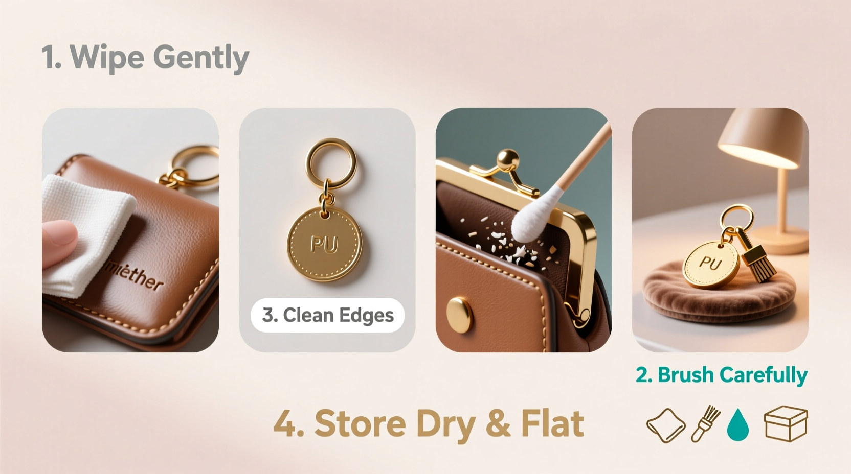 step by step tips to safely clean and maintain your pu leather coin purse keychain charm