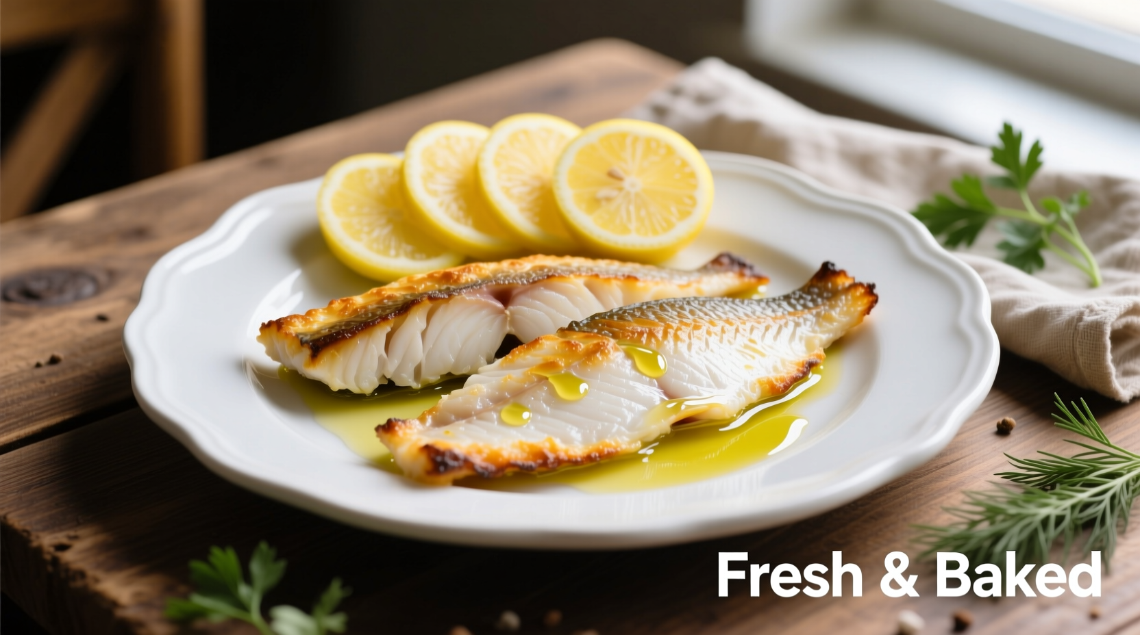 Perfectly baked tilapia fillets with lemon slices