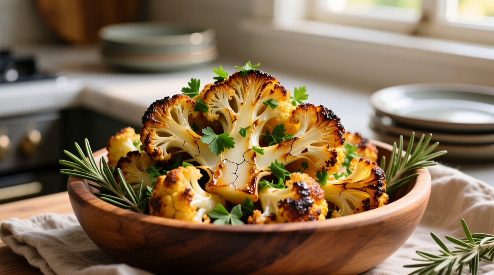Vibrant roasted vegan cauliflower with herbs
