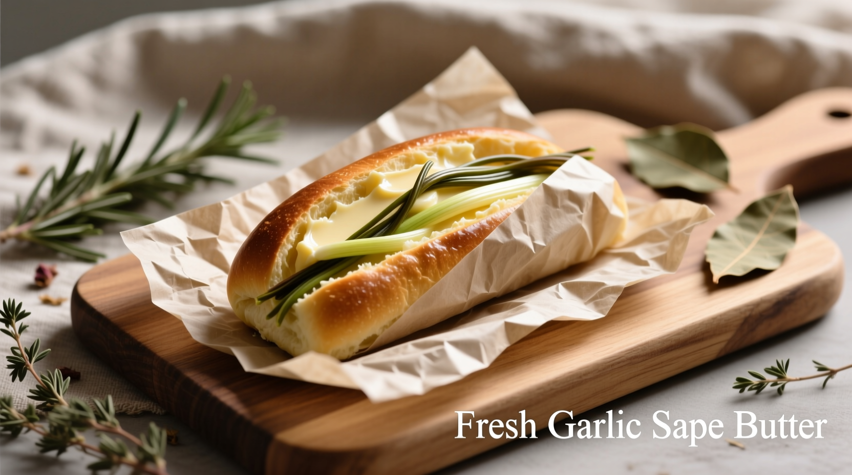 Fresh garlic scape butter rolled in parchment paper