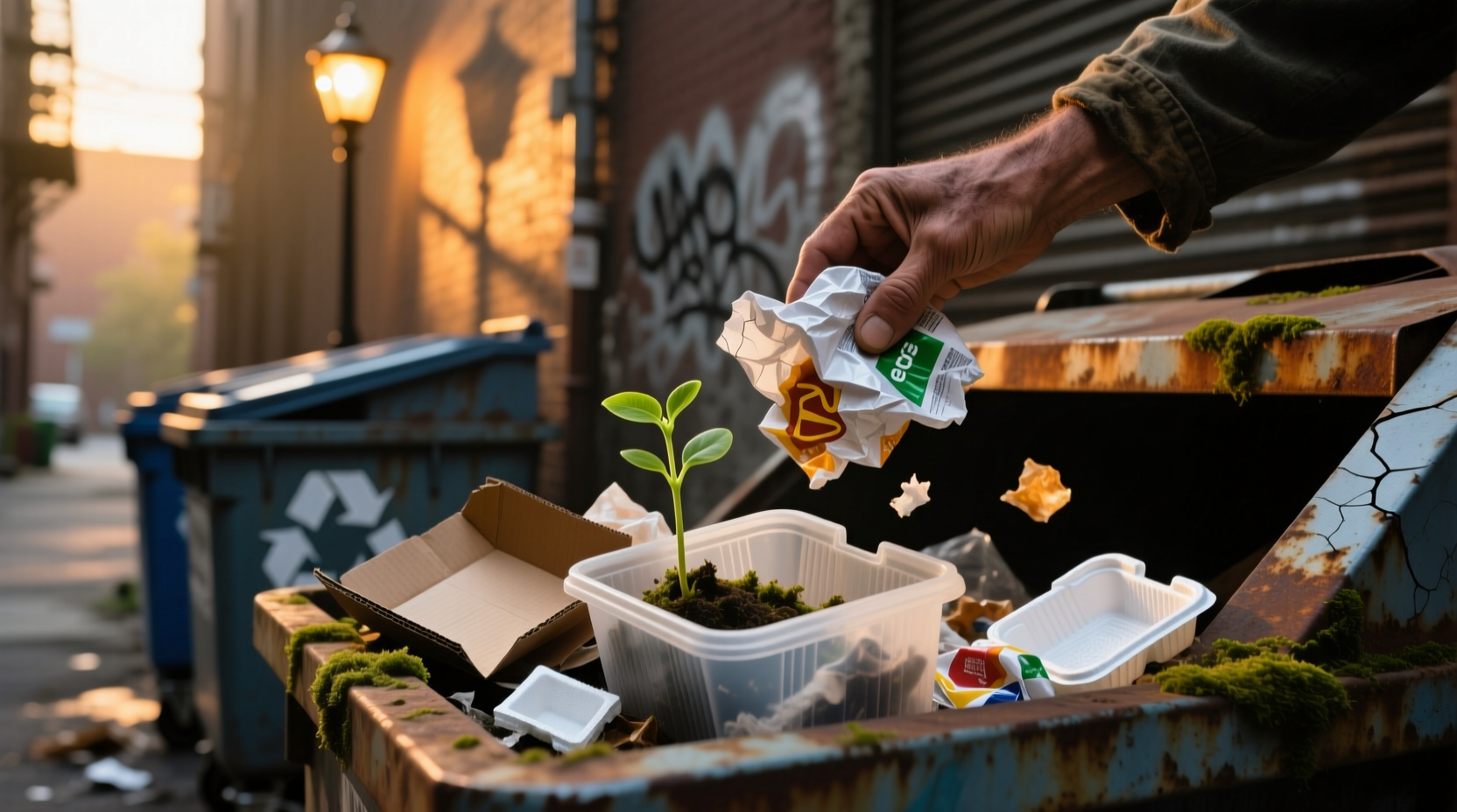 slow progress recycling fast food waste