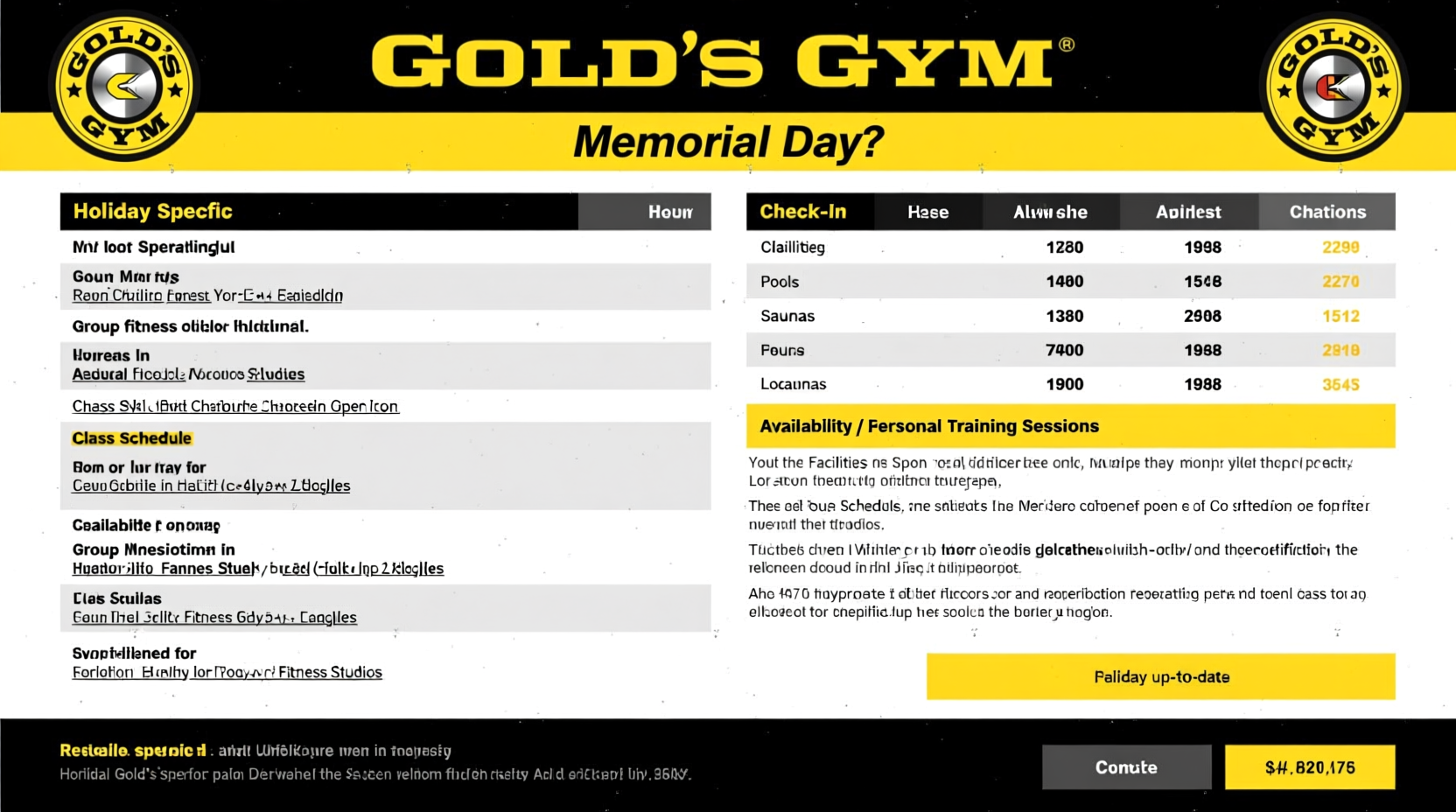 is golds gym open on memorial day