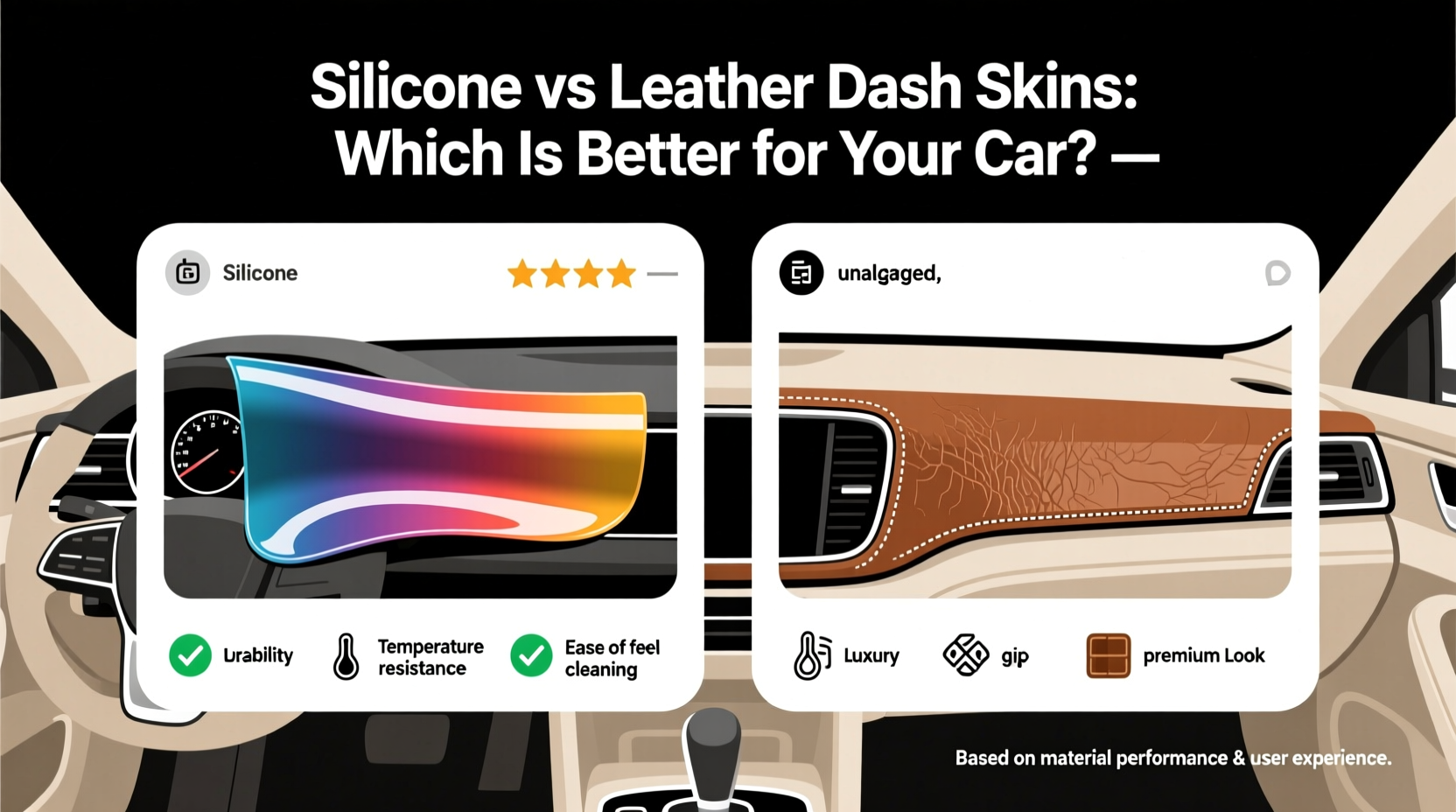 silicone vs leather dash skins
