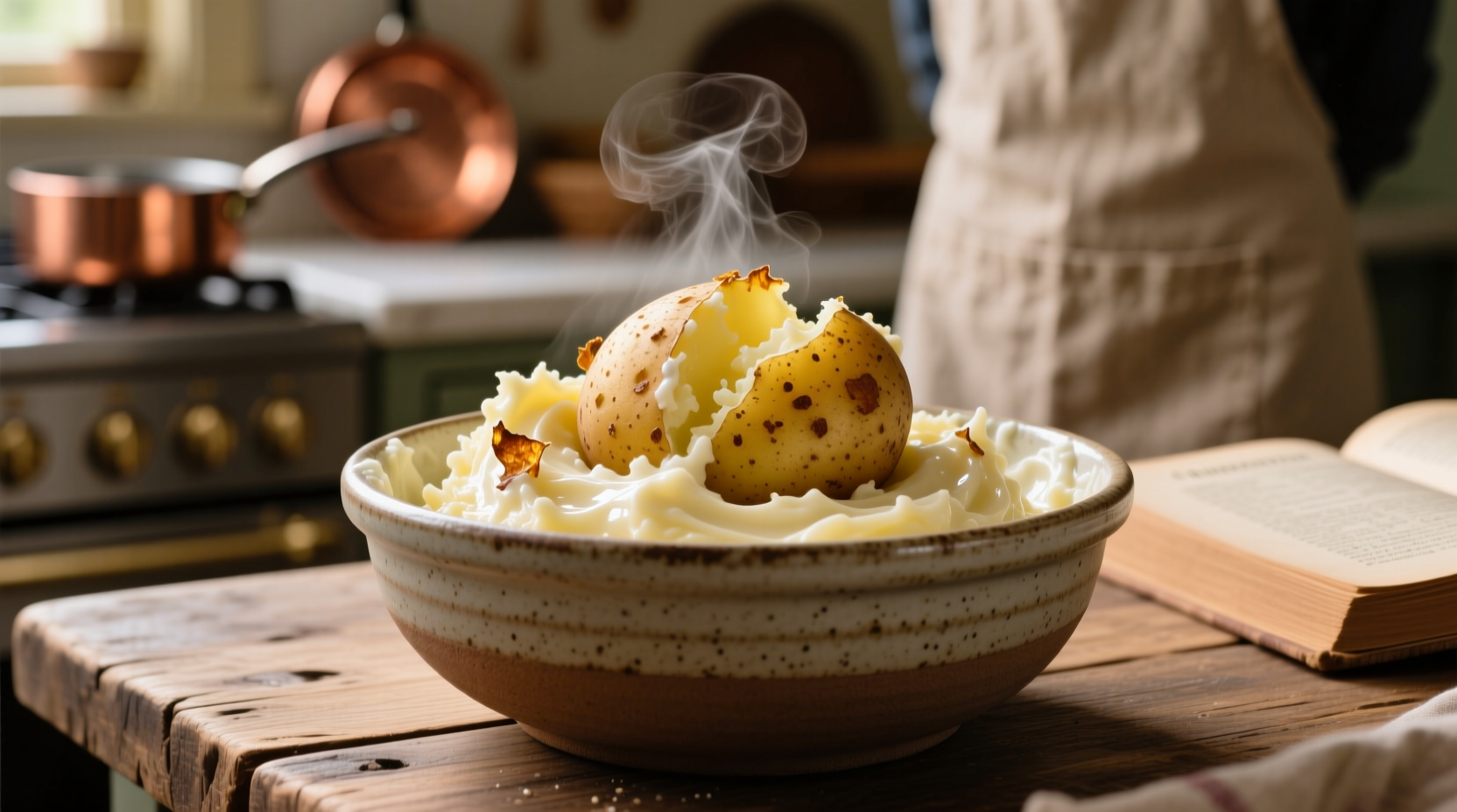 Perfect potato filling texture in mixing bowl