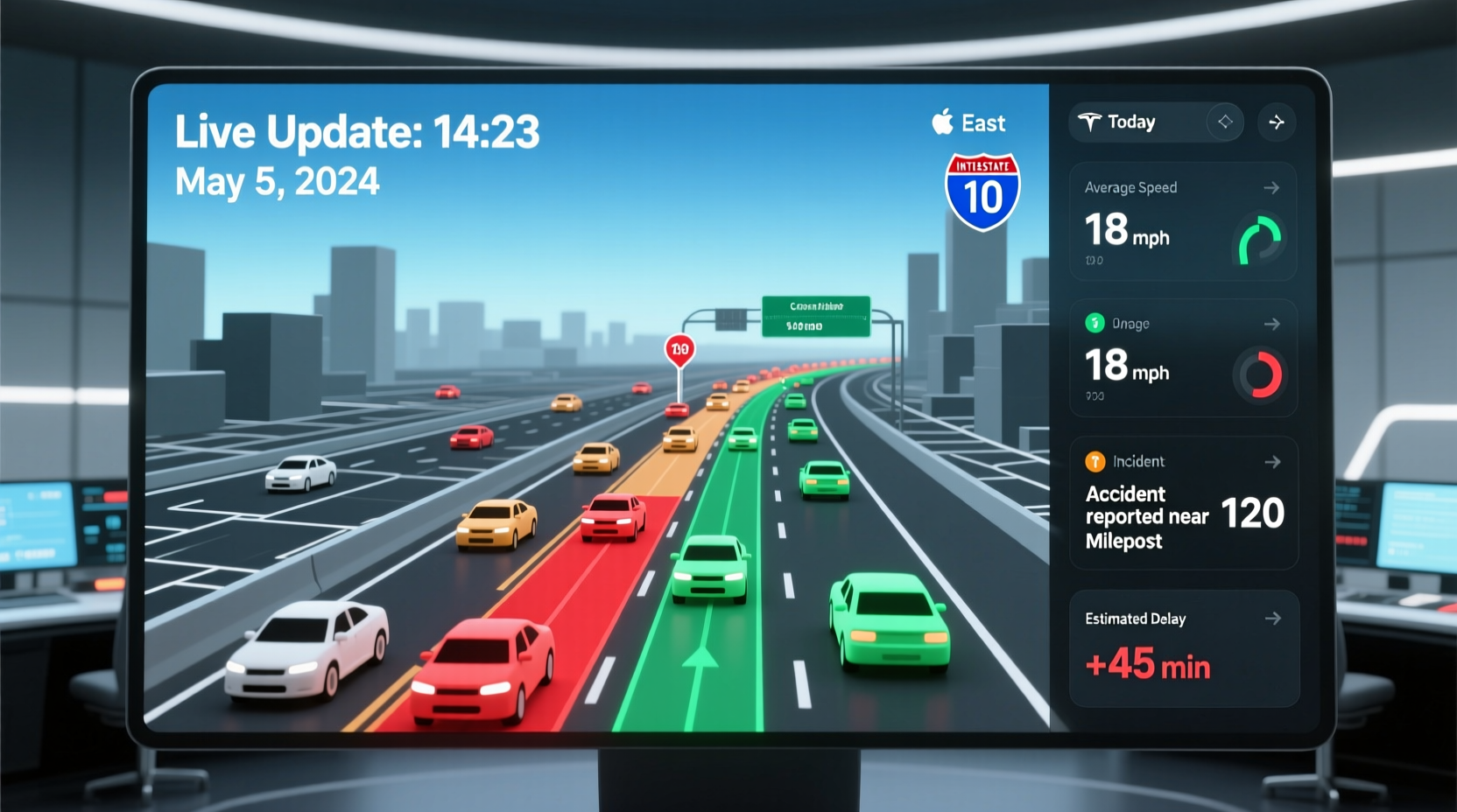 i 10 east traffic delay today real time updates road conditions