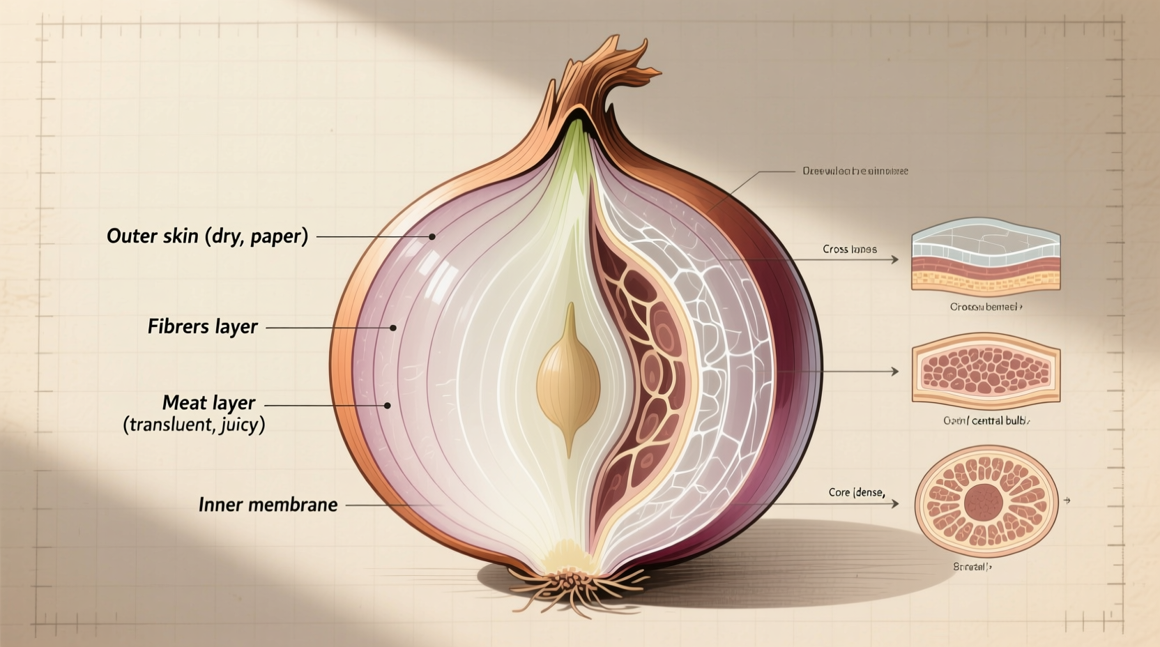 Step-by-step onion drawing tutorial showing layer structure