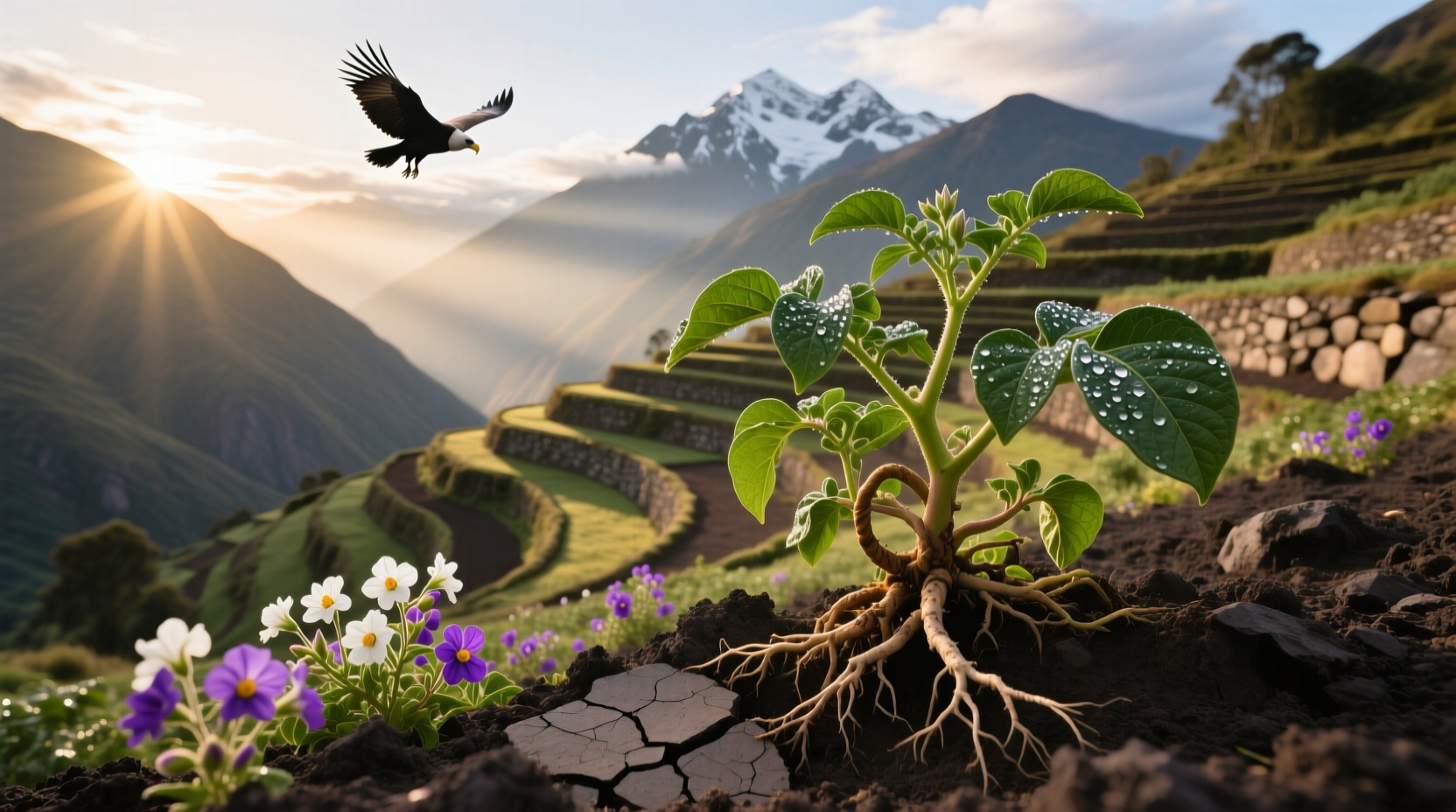Wild potato plants growing in Andean highlands