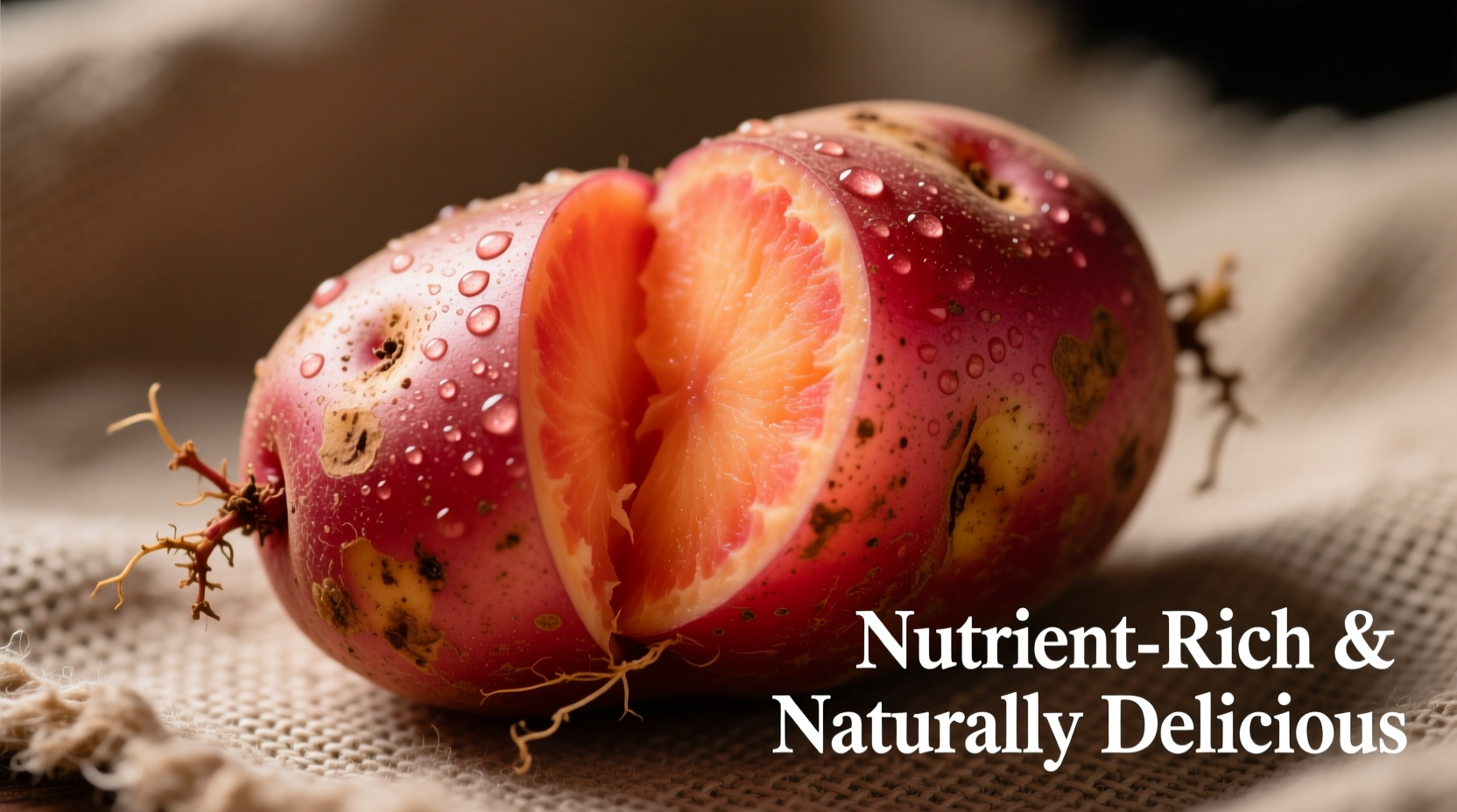 Fresh red potatoes with skin showing nutrient-rich flesh