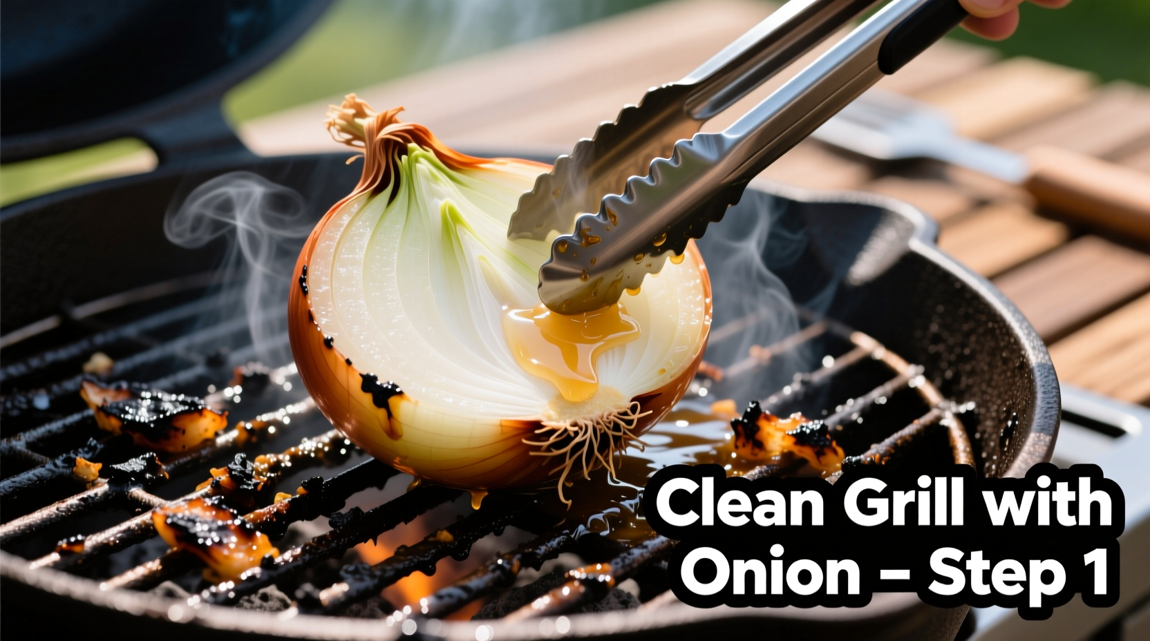 how to clean a grill with an onion