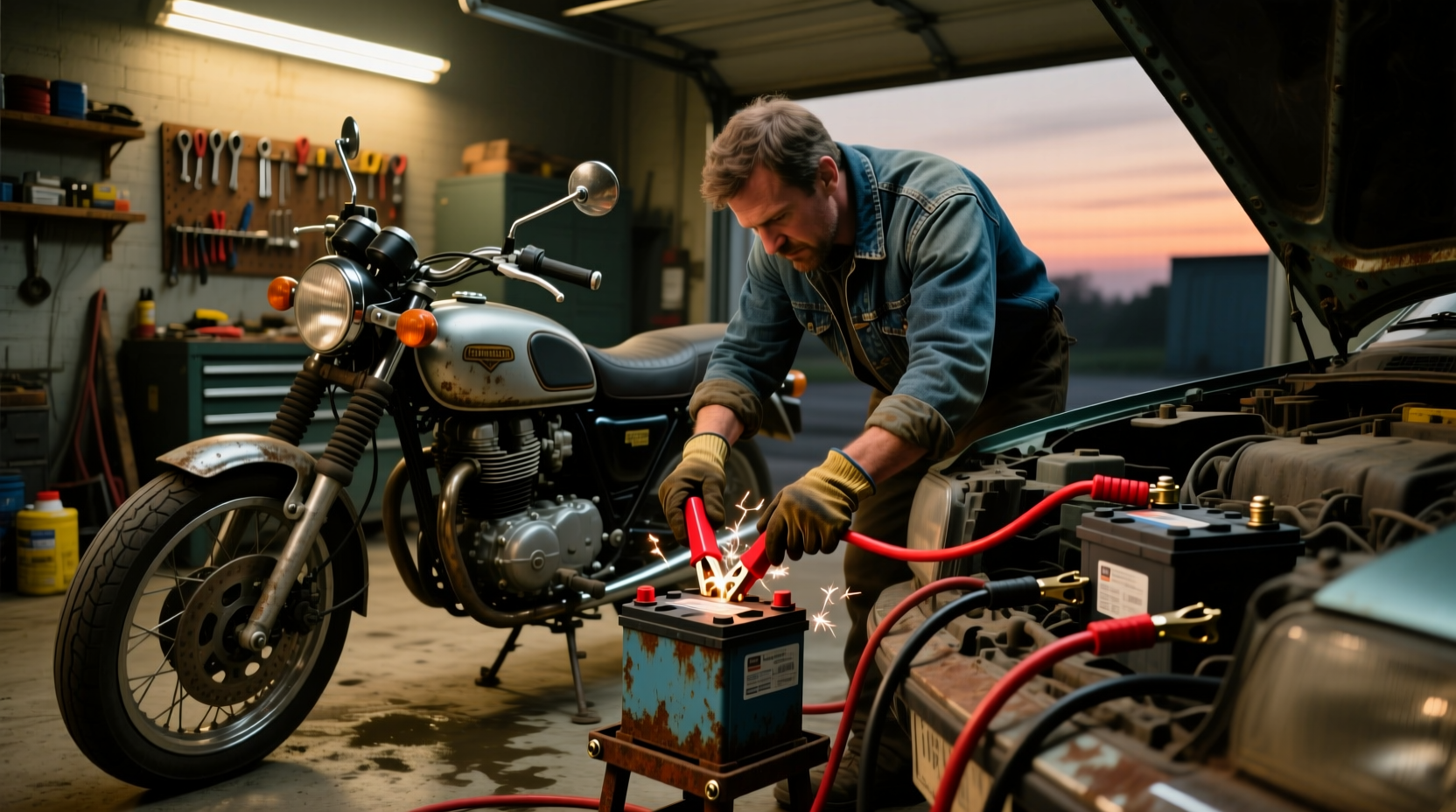 can you jump a motorcycle battery with a car