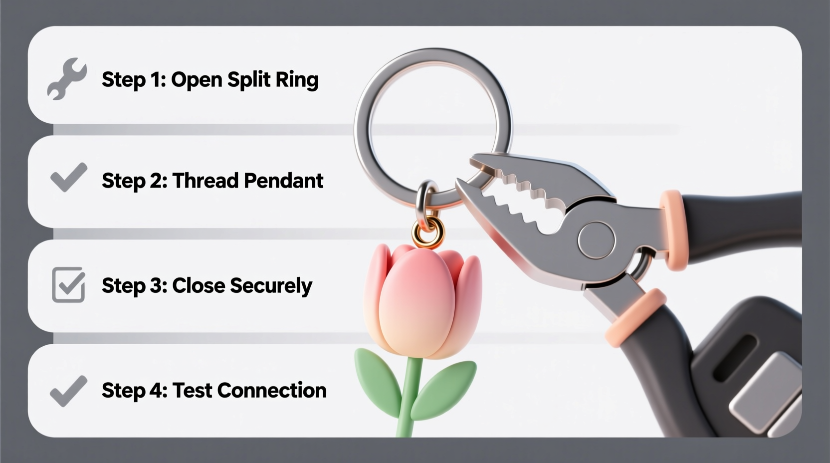 step by step guide how to securely attach a tulip bow pendant to your car keyring