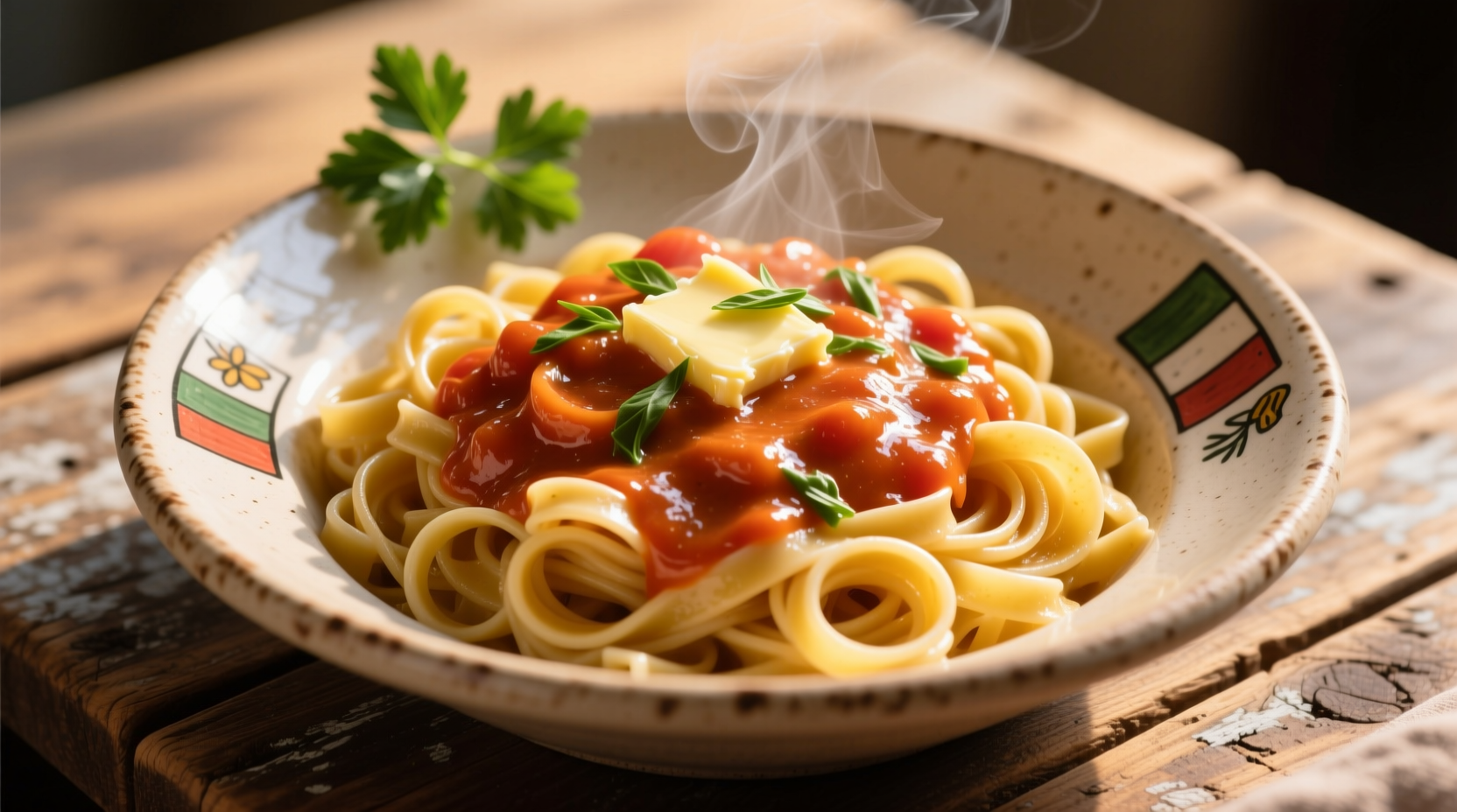 Creamy tomato alfredo sauce coating pasta