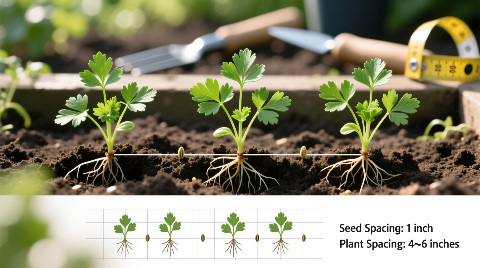 how far apart to plant parsley