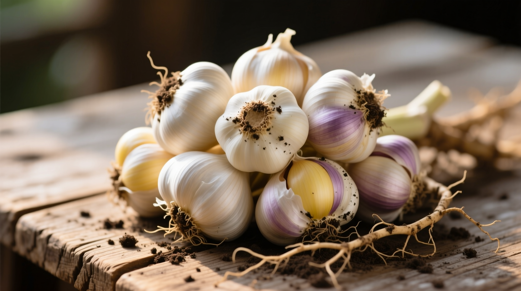 organic garlic bulbs