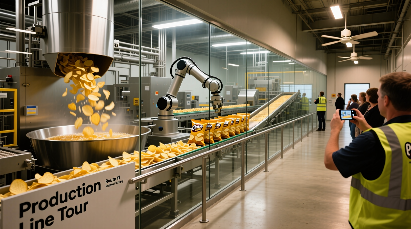 Route 11 Potato Chip factory viewing gallery with production
