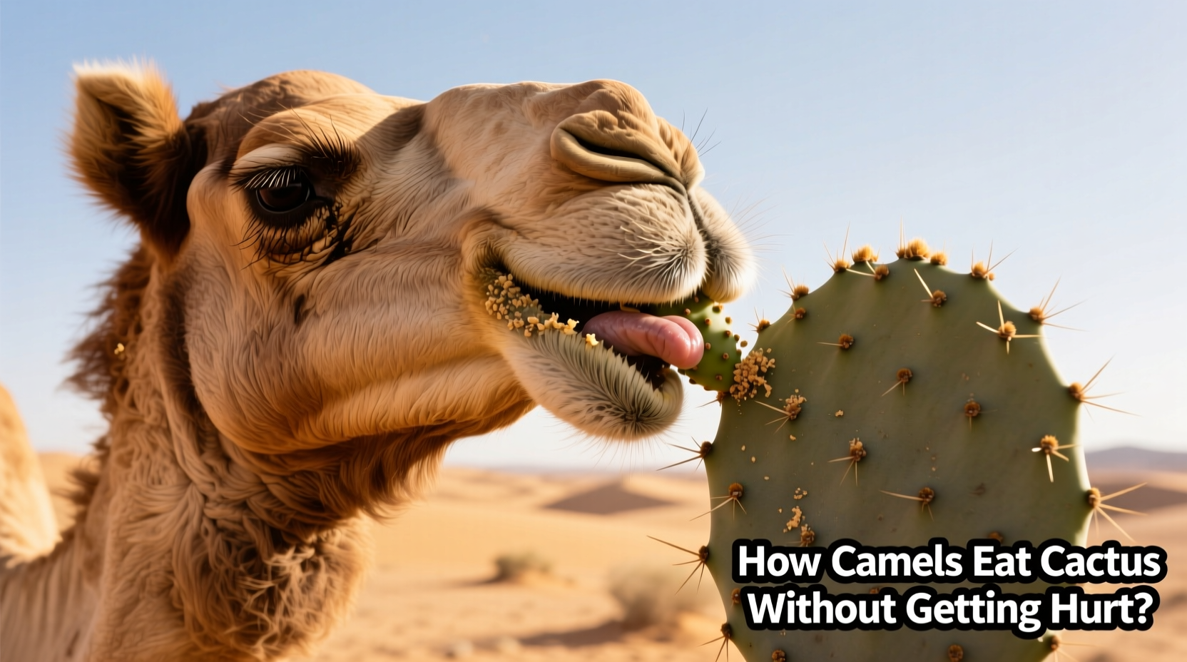 how do camels not get hurt eating cactus
