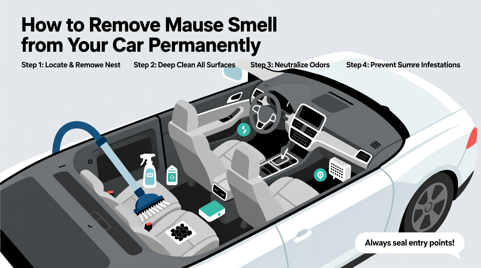 how do you get mouse smell out of a car