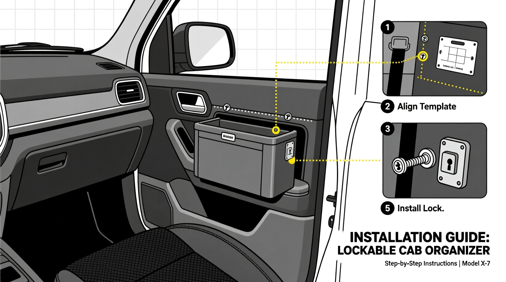 lockable cab organizer install