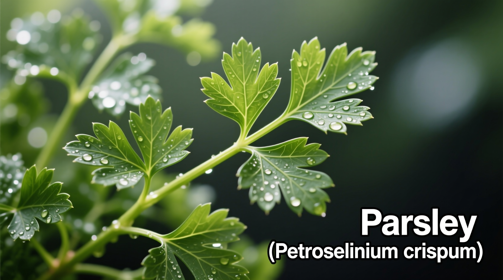 Fresh parsley sprigs showing leaf structure