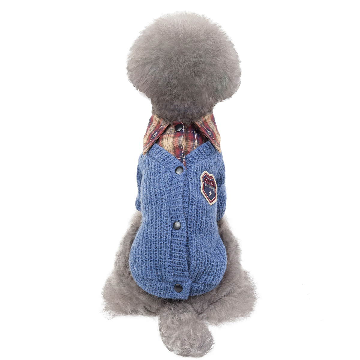 British Campus Style Pet Coat Fashionable Autumn Winter Dog Apparel Pet Accessories Lapel Plaid Dog Sweater