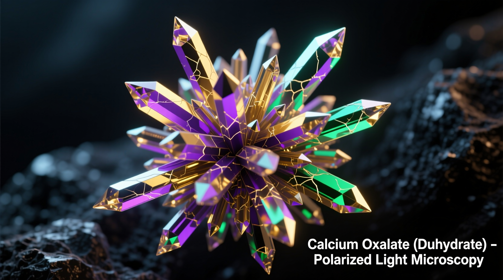 Microscopic view of calcium oxalate crystals