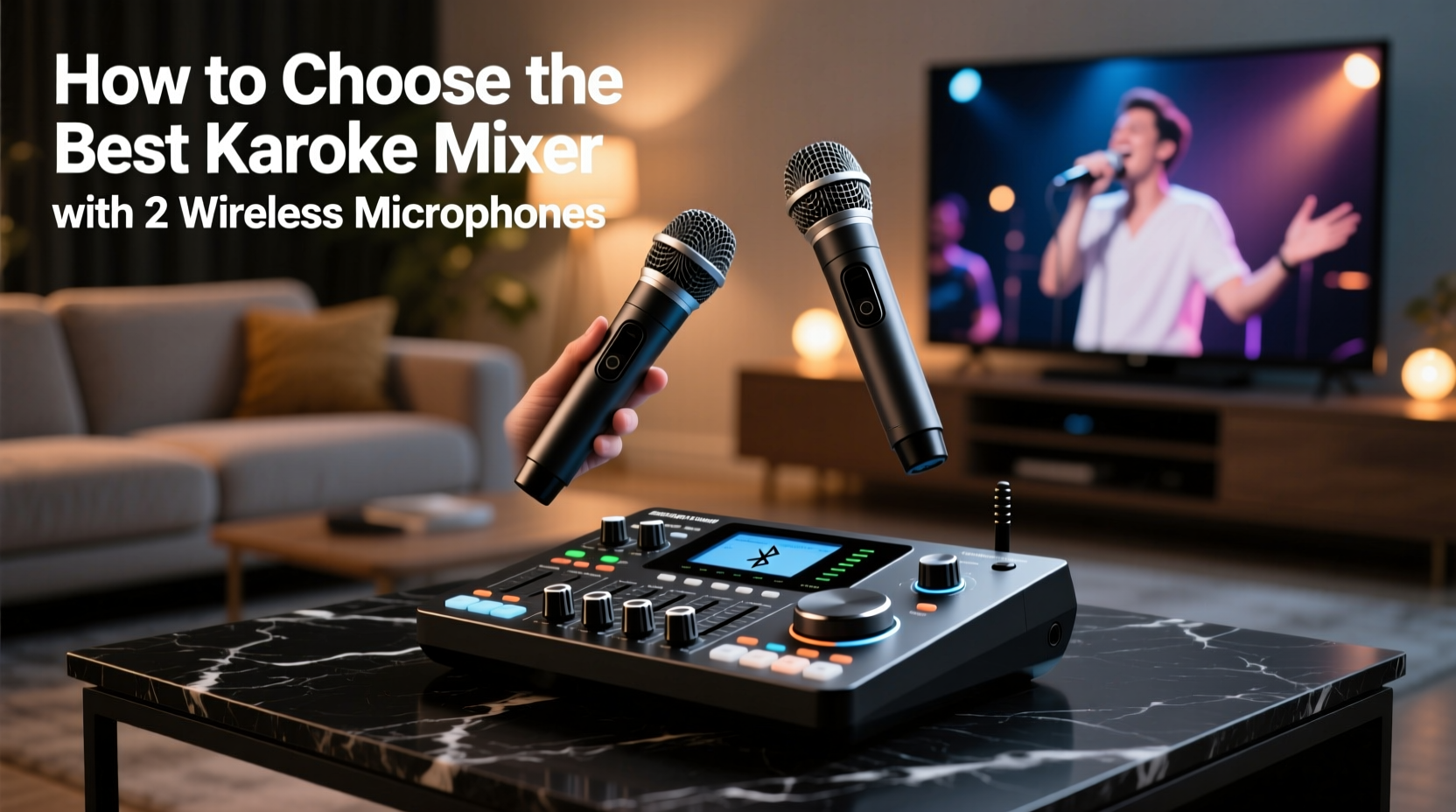 karaoke mixer with 2 wireless microphones