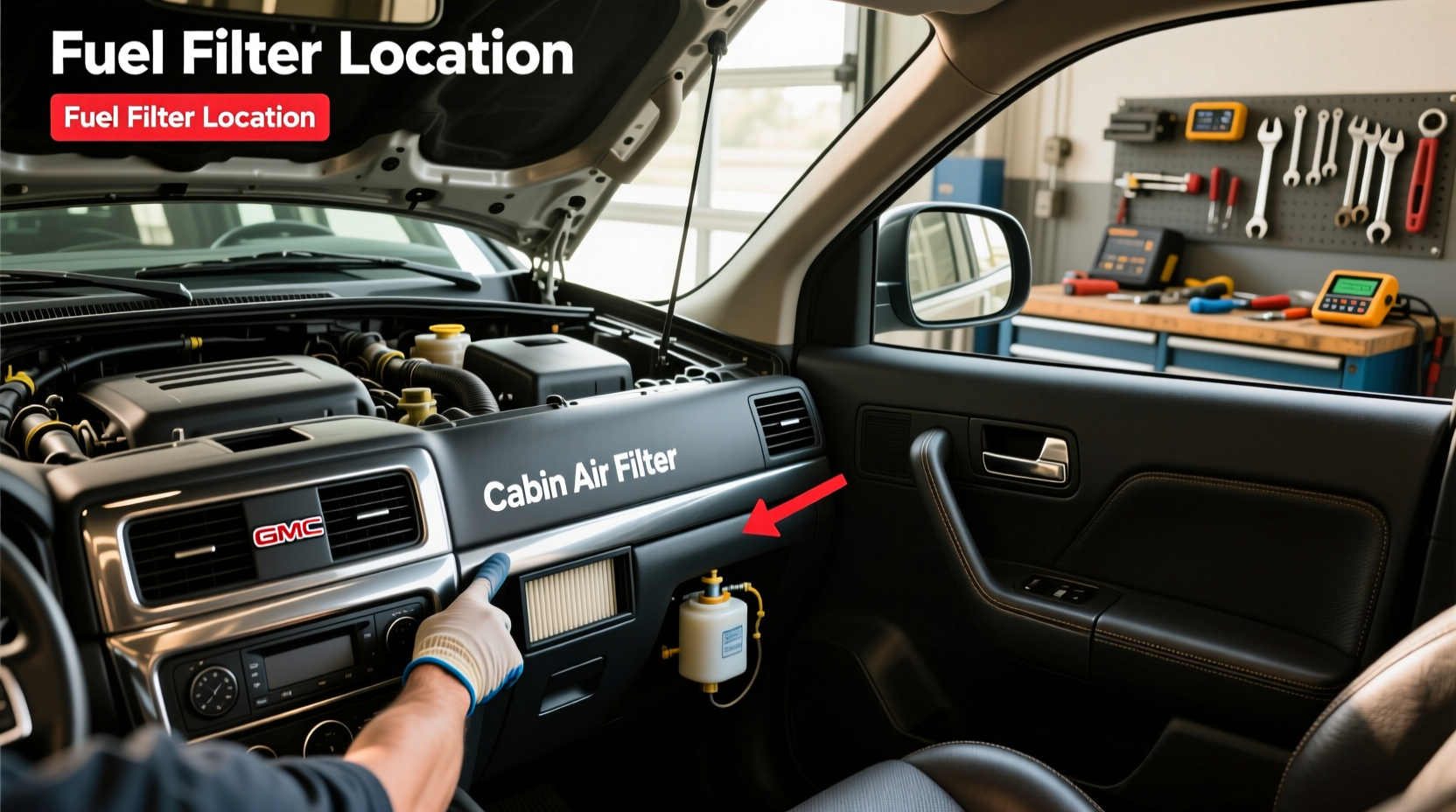 2012 sierra cabin fuel filter locations