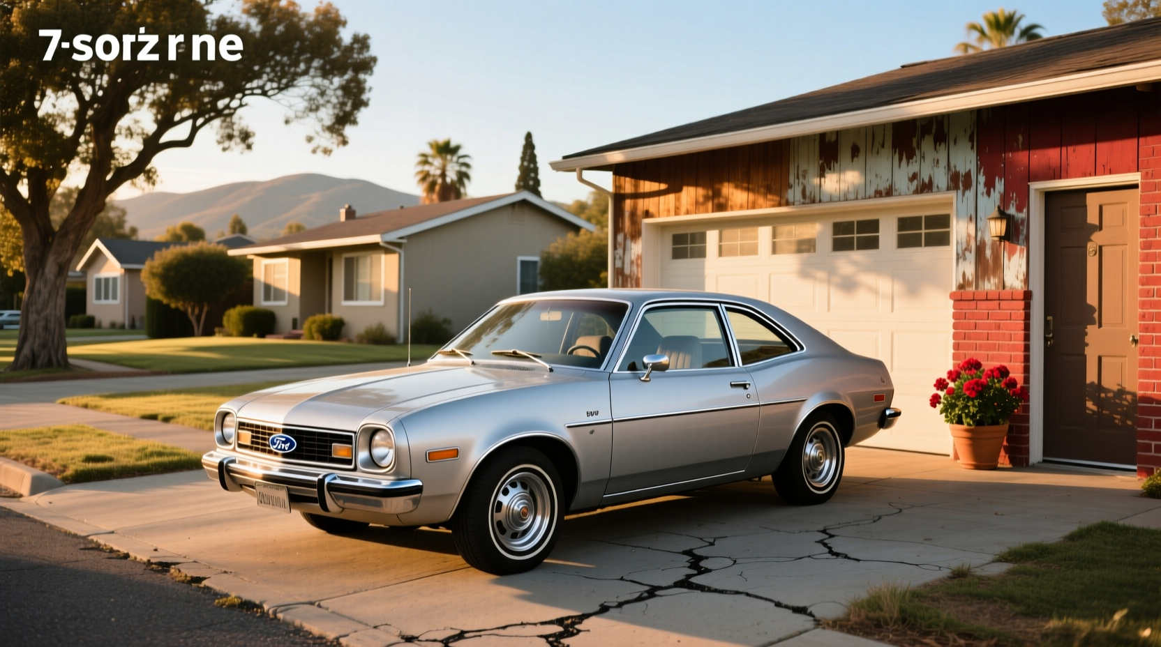 1977 Ford Pinto Hatchback in beige on suburban street