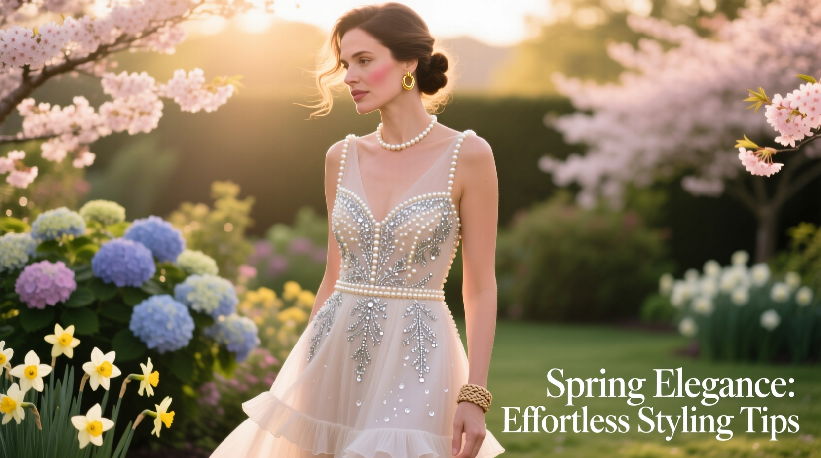 effortless ways to style a beaded pearl rhinestone dress for a fresh spring look