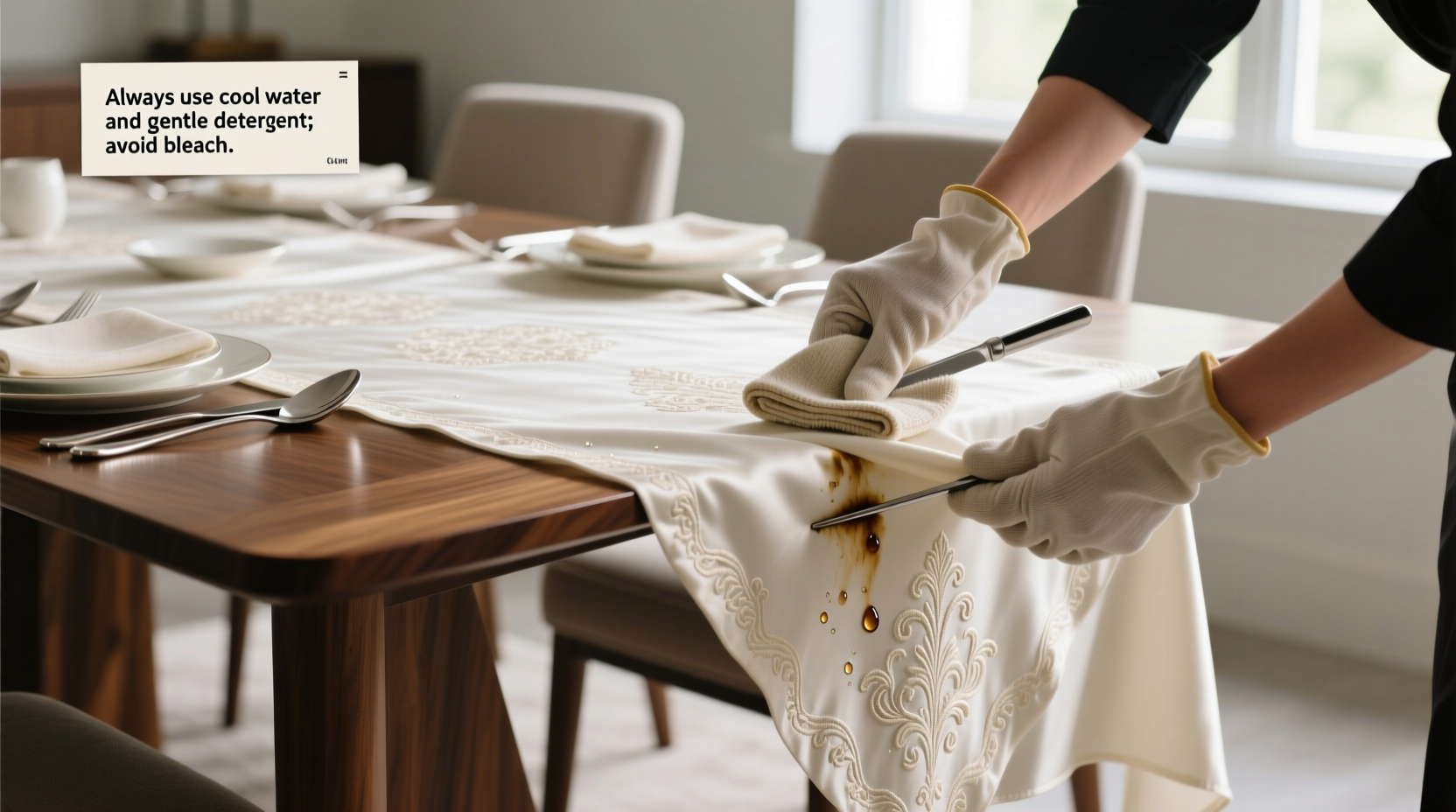 expert tips for cleaning and maintaining your luxury dining table tablecloth safely