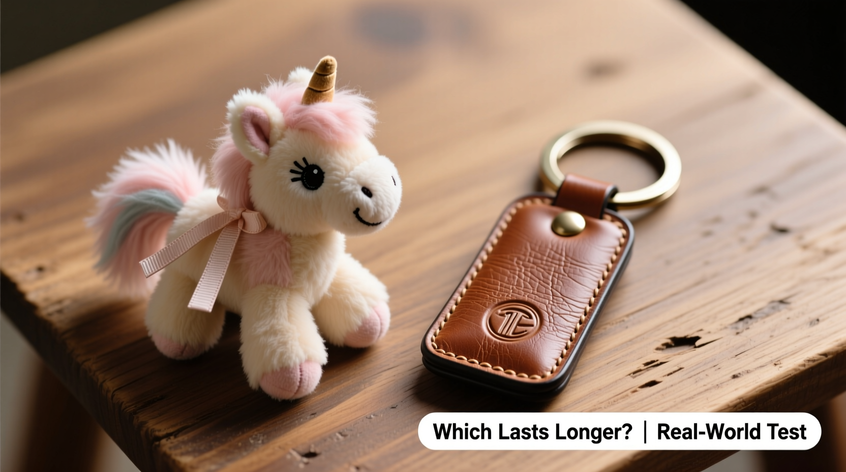pony plush keychain vs leather keychain which lasts longer and looks better