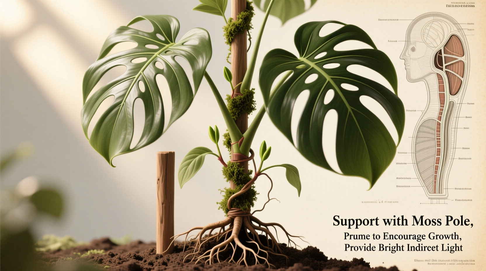 How to Train Monstera for Bigger Leaves & Upright Growth