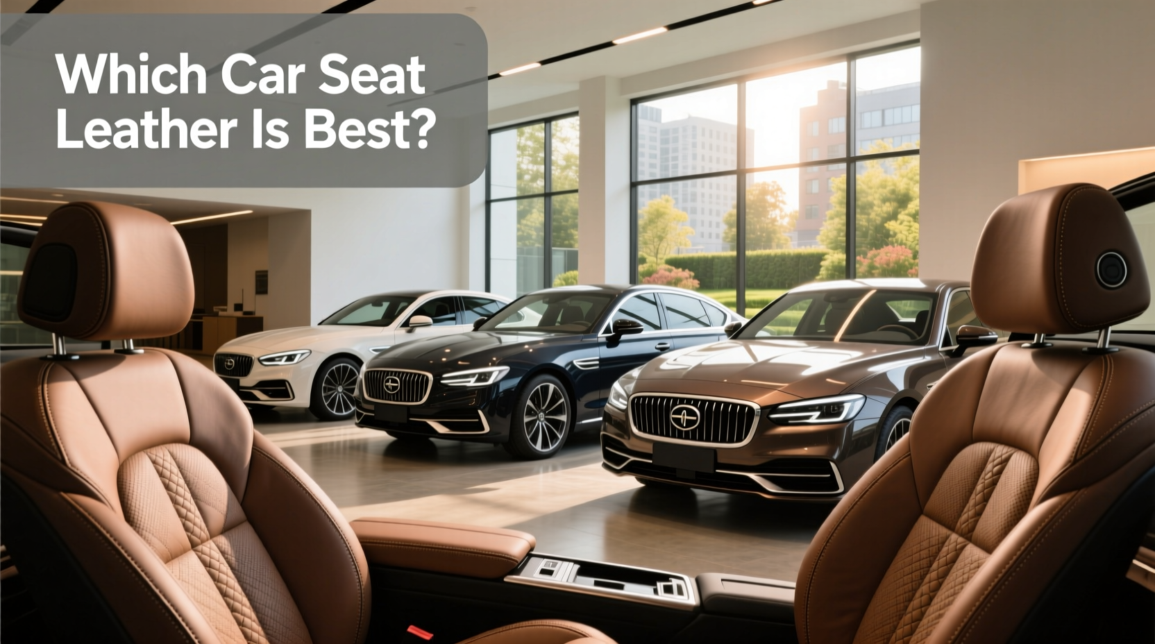 Luxury leather car seats with stitching detail