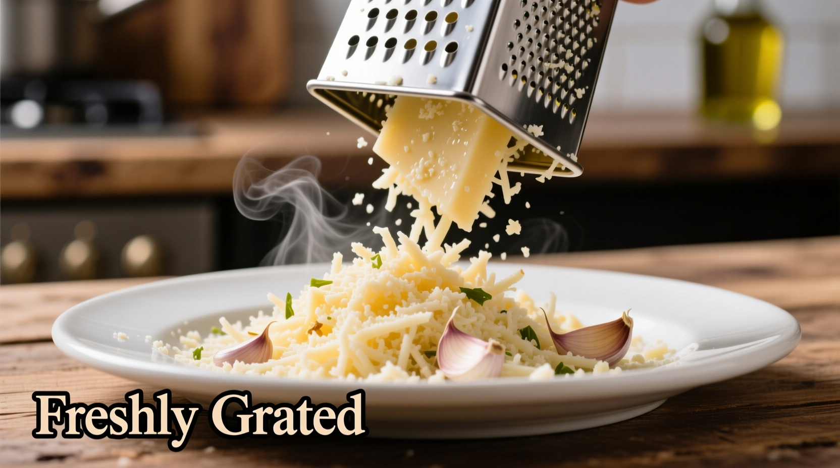 Freshly grated garlic parmesan cheese blend