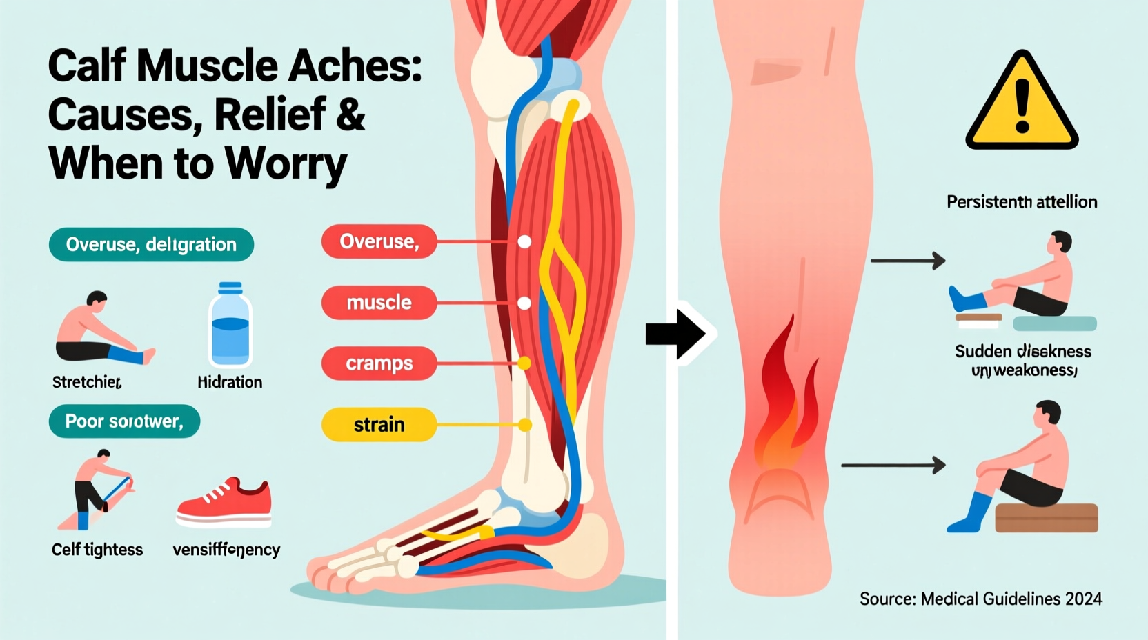calf muscle aches common causes relief and when to worry