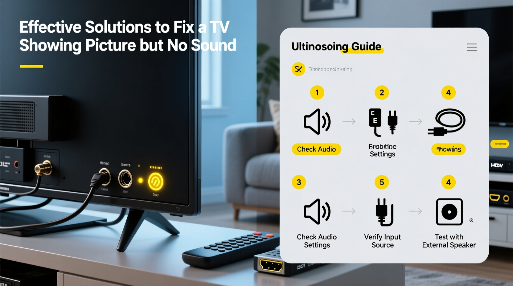 effective solutions to fix a tv showing picture but no sound