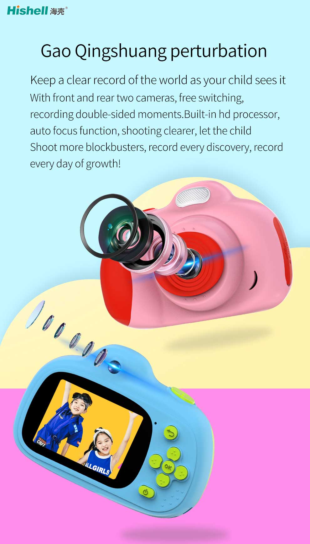 Fun gift for Kids Built-in Lithium Battery Fun Photo Waterproof Shockproof Cartoon Smart Kids Camera