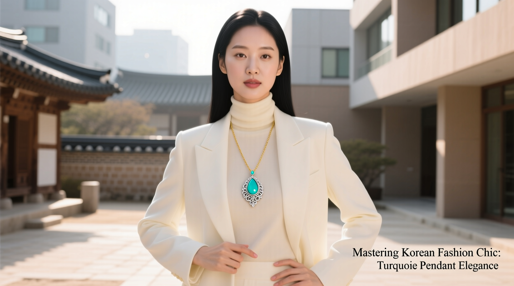 mastering korean fashion chic ways to style a turquoise pendant for effortless elegance