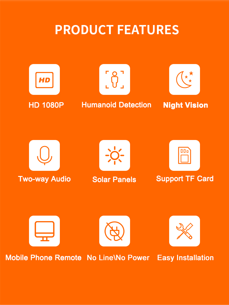 Sectec HD 1080P Ngoài trời IP67 Wifi không thấm nước Thẻ SIM 4G Camera quan sát năng lượng mặt trời Camera không dây IP Camera năng lượng mặt trời