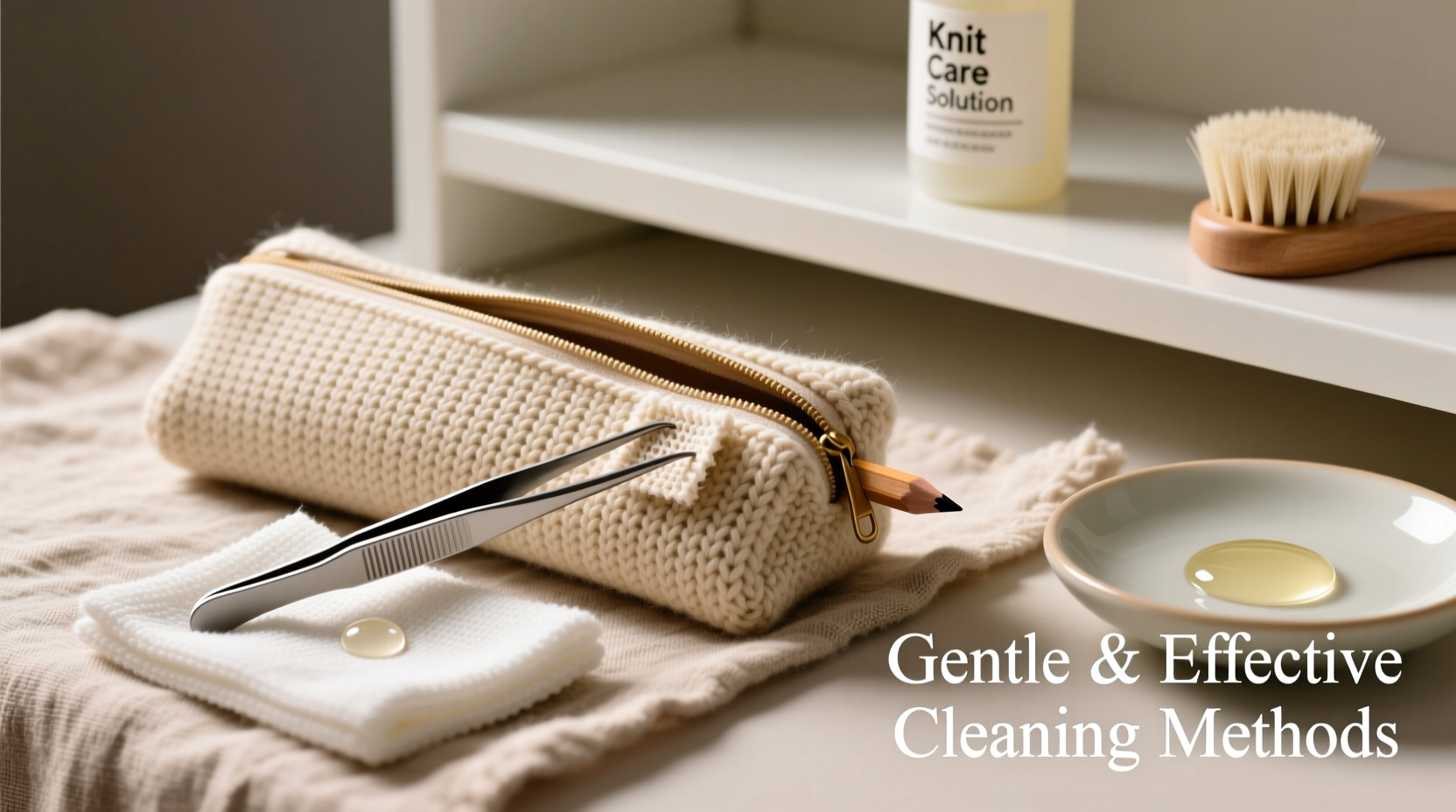 gentle and effective methods to clean a knitted pencil case without damage