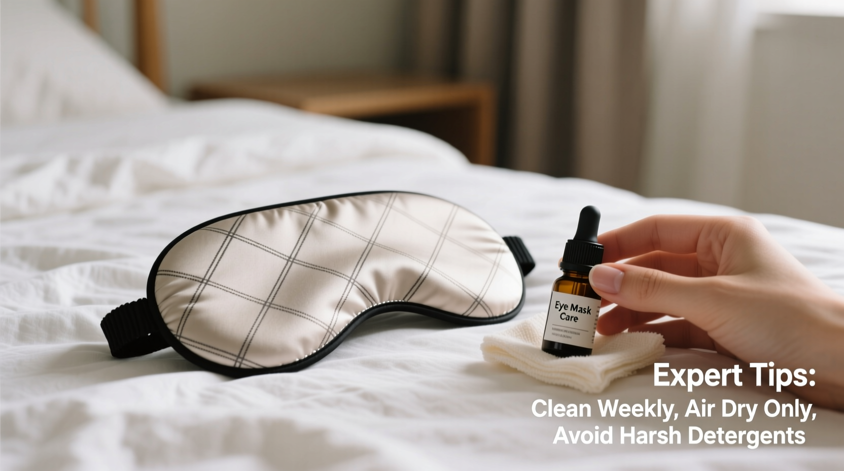 expert tips for maintaining and caring for a sleep eye mask with crossed lines
