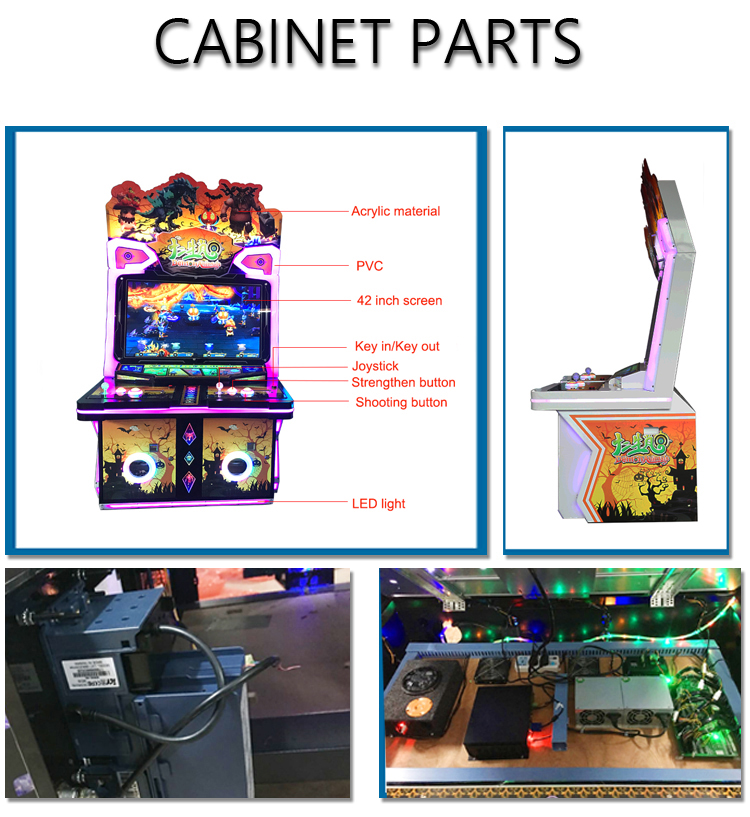 Động vật quỷ 2 chỗ ngồi 2 người chơi Trò chơi kỹ năng nhiều cá Trò chơi cá thẳng đứng Máy chơi trò chơi bàn