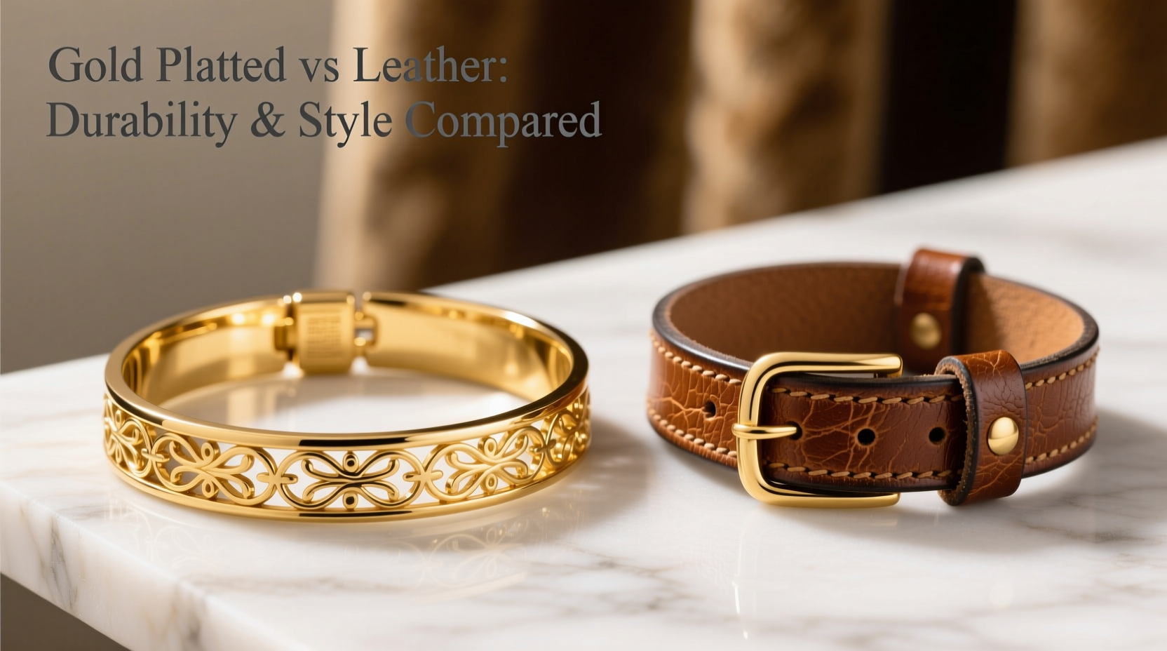 gold plated bracelet vs leather is one actually more durable or stylish