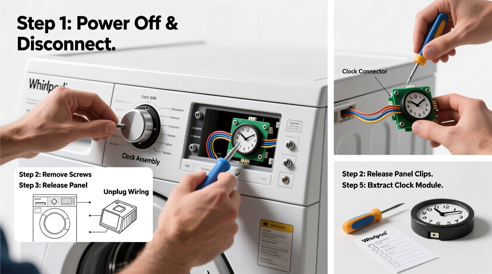 step by step guide to removing the clock from your whirlpool washing machine safely and easily